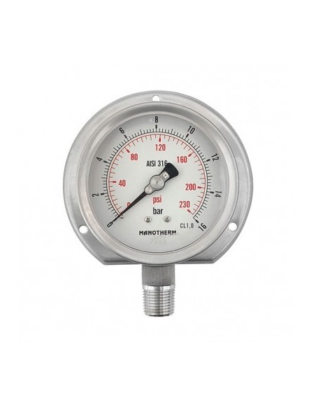 مانومتر سنگان صنعت استیل افقی/عمودی/عمودی فلنج دار صفحه 10 سانت مدل PG18
