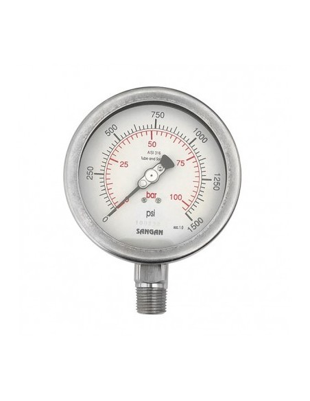 مانومتر سنگان صنعت استیل افقی/عمودی/عمودی فلنج دار صفحه 10 سانت مدل PG18