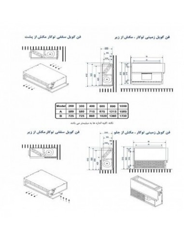 فن کویل سقفی بدون کابین مدل TAFC-600