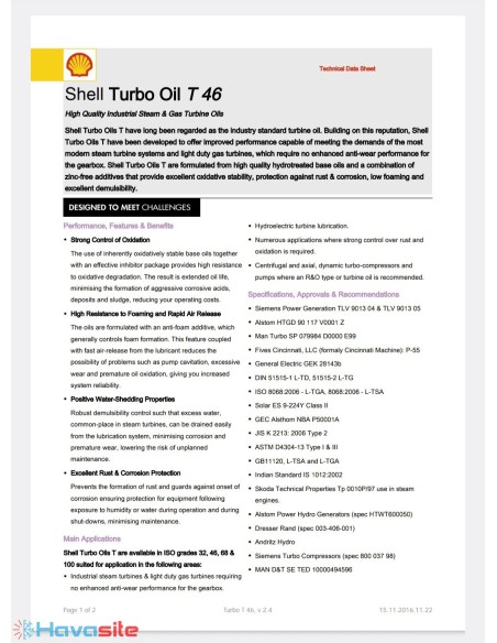 روغن توربین T46 توربین (Shell Turbo Oil T 46)