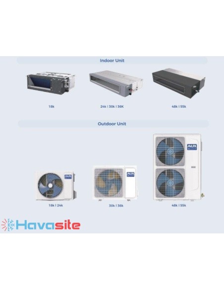 داکت اسپلیت اینورتر تک‌فاز سرد و گرم آکس تروپیکال مدل ALTMD-H48/VDR1MB-L
